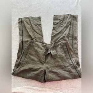 Casual Tan-green Linen Pants